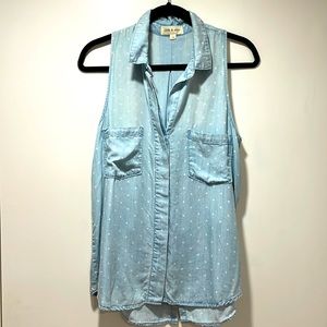 Cloth & Stone Chambray Polka Dot Button-down Tank